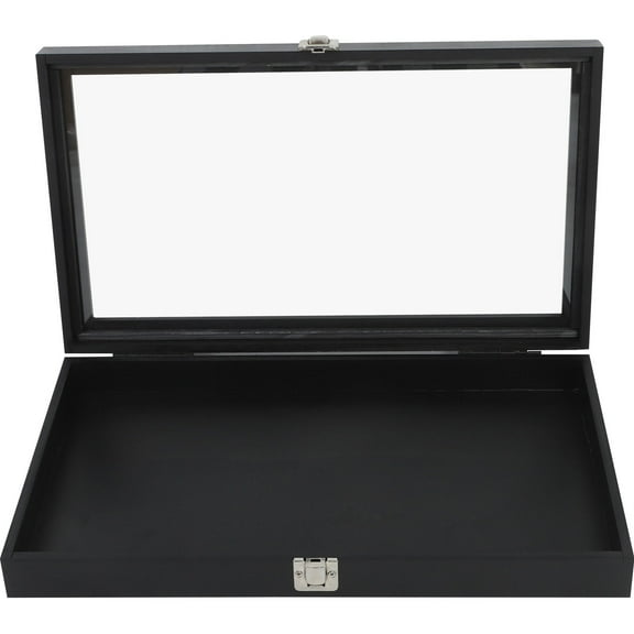 WHAMVOX Wooden Display Case for Collectibles with Storage box for Specimens and Jewelry 7.5 x 5.5 x 3 inches
