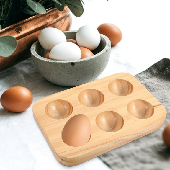 WHAMVOX Wooden Egg Tray Organizers Reusable Container Holders for Fridge