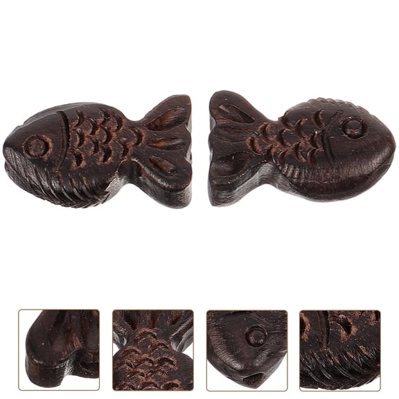 WHAMVOX Wooden Fish Pendants for Decor Black Color Durable and Practical Craft Supplies 2pcs
