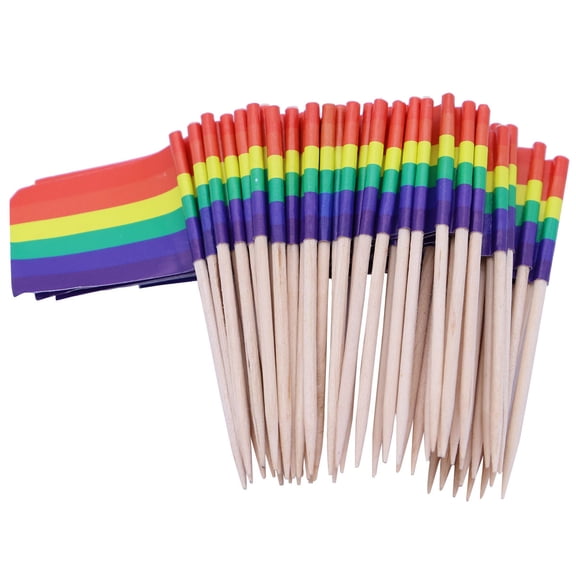 WHAMVOX  Wooden Flag Toothpick Charcuterie Fancy Pride Toothpicks Flags
