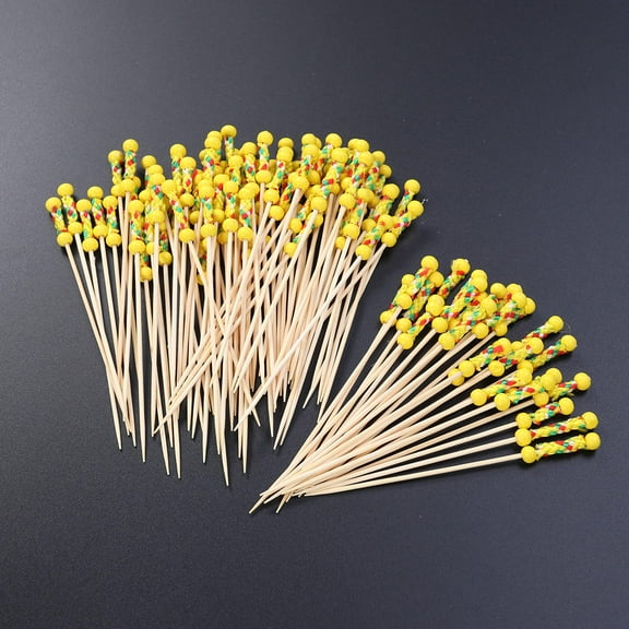 WHAMVOX Wooden Food Picks for Decoration Eco to Use Ideal for Parties Yellow 100pcs