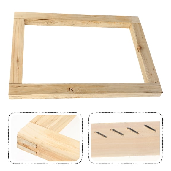 HEANUJJ Reusable Khaki Wood Frame for Fabric Printing and DIY Craft Projects