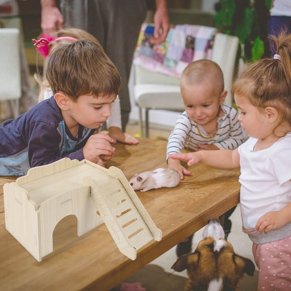 YSNOOWE Hamster Castle Wooden Two-Story Villa for Small Pets 1Set 7.47X6.68X3.93in