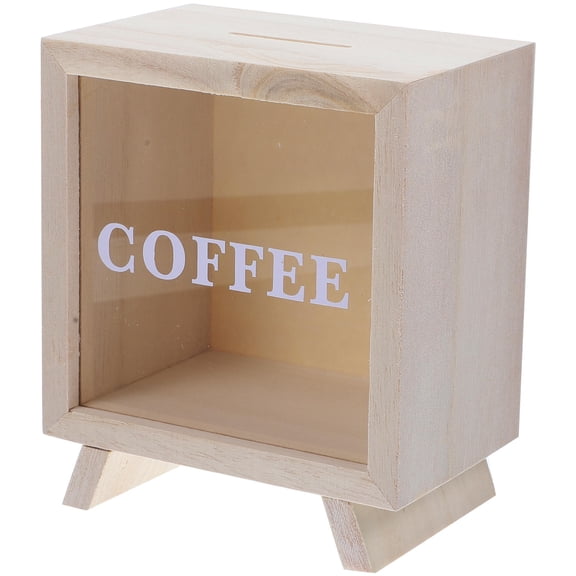 WHAMVOX Wooden Money Saving Box With Transparent Window Observation 1Pack For Kids Desktop Decoration
