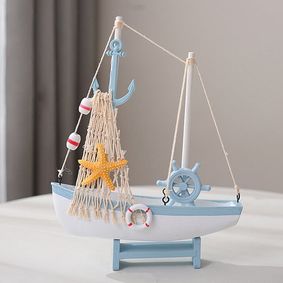 KAJNBN Table Boat Statue Wooden Assorted Color Marine Style Events 1Pack 8.5x7.3x3.3in