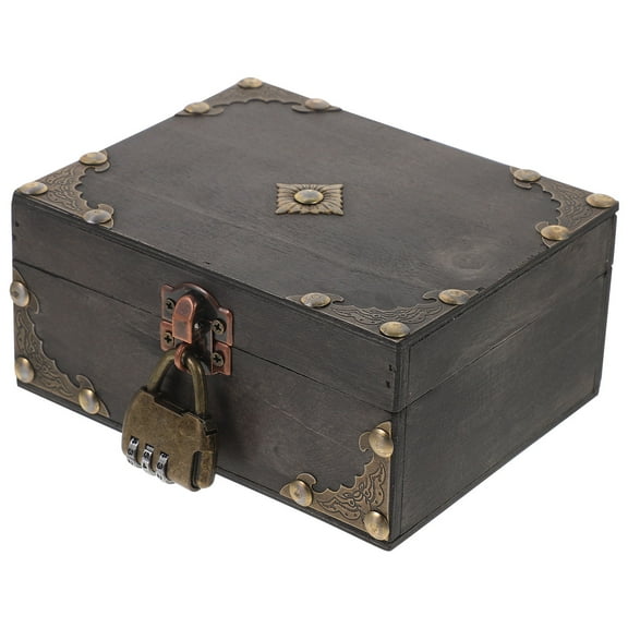 WHAMVOX Keepsake Storage Box Lockable Wooden 1Pack 5.9x4.7x2.8in