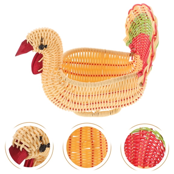WHAMVOX Woven Basket Bread Basket Imitation Rattan Bread Storage Basket Imitation Rattan Woven Storage Basket Chicken Shape Storage Basket