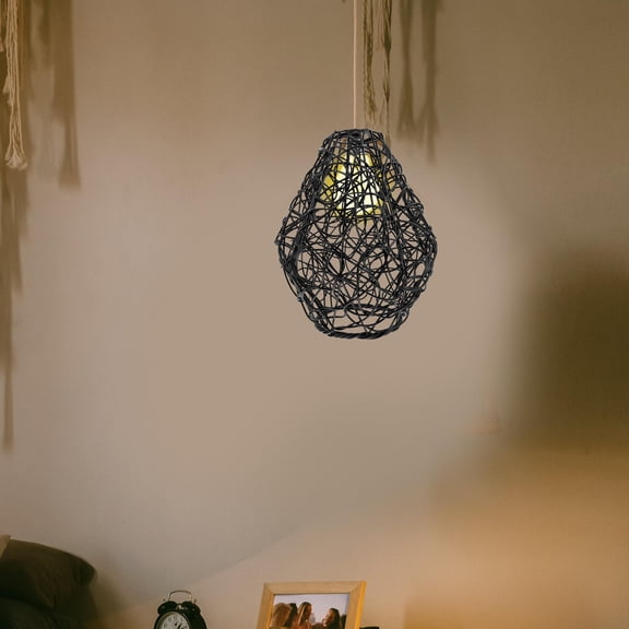 WHAMVOX Woven Light Cover Plastic Weaving Lampshade Woven Light Shade Ceiling Lights Hanging Lampshade Plastic Woven Light Shade Decorative Lampshade