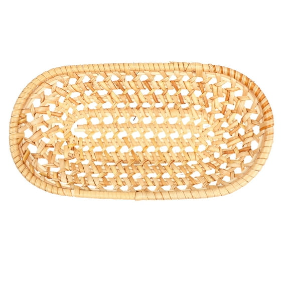 WHAMVOX  Woven Plate Food Storage Tray Organizer Seagrass Wicker Serving Khaki