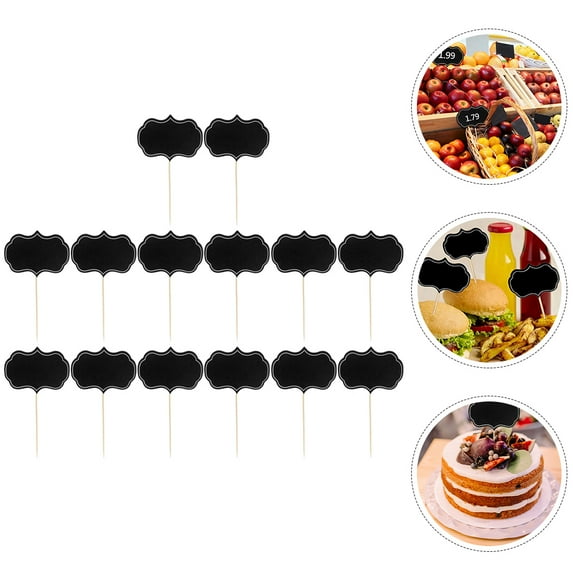 SEWCHICS Wedding Buffet Labels Cheese Markers Black Paper 16pcs 5.9x3.5x0.04in