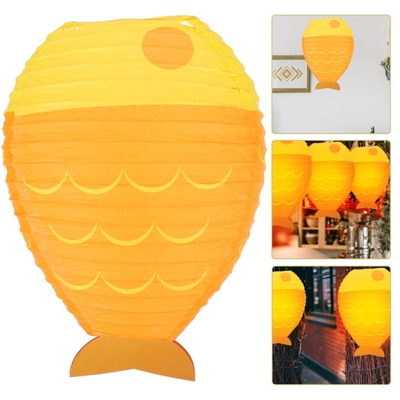 WHAMVOX Yellow Fish Shaped Paper Lanterns for Kids Theme Parties and Room Decor 2Pcs