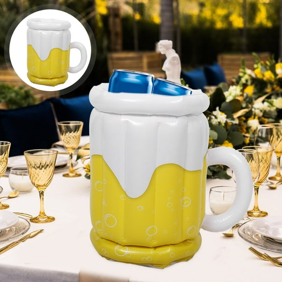 WHAMVOX Yellow Inflatable Beer Cup Shaped Cooler for Drinks Lightweight MultiFunction Storage 27.5 Inches