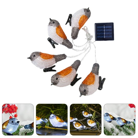 WHAMVOX Yellow LED Robin Shaped String Lights for Outdoor Decoration Energy Saving Acrylic Plastic 1 Set