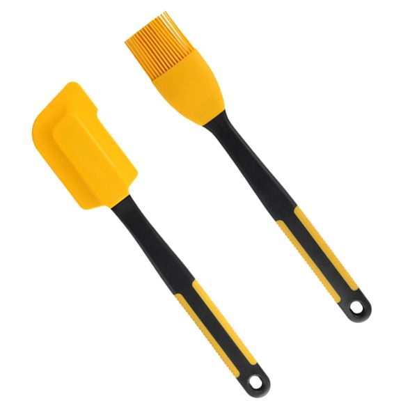 WHAMVOX Yellow Silicone Spatula and Oil Brush Set for Baking, Cooking, Grilling, and Kitchen Essentials