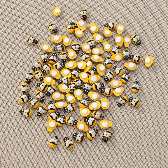 WHAMVOX Yellow Wood Cutouts for Craft Painting and Decor 100 Pieces Bee Shape Ornaments for DIY Projects