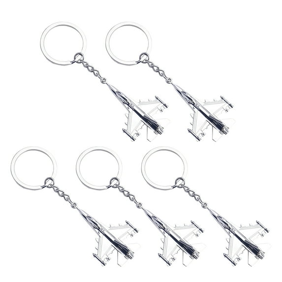 WHAMVOX Zinc Alloy Key Charms 5Pcs Silver Airplane Model for Bag Hanging Decor and Keychains