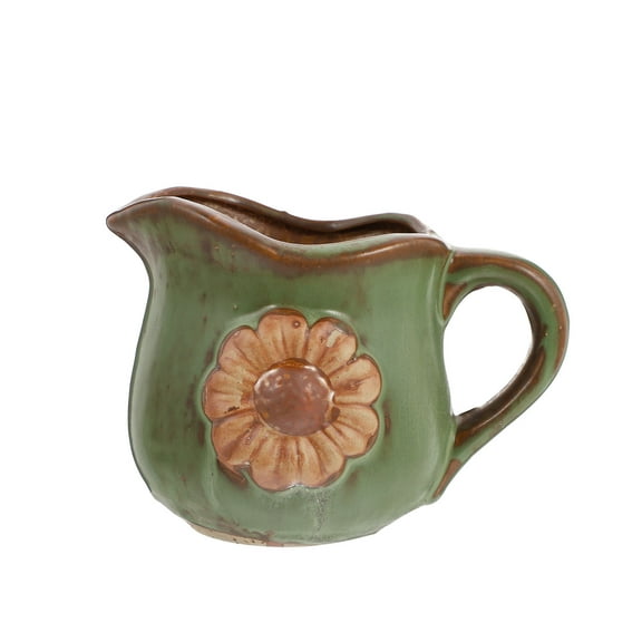 FESTFENDS Rustic Flowerpot Green Ceramic 1 Pair 5.31X3.34X3.93Inch