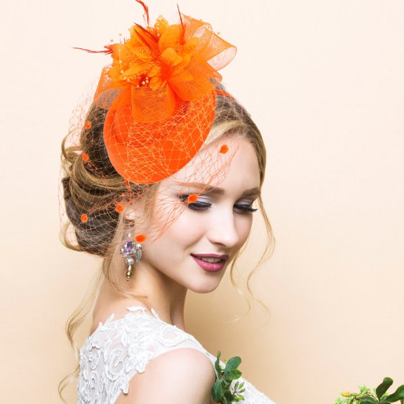 WHAMVOX for Party Mesh Head Flower Miss Banquet 27.00X21.00X11.00CM Orange