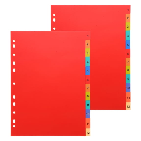 WHAMVOX index page dividers A4, 11-Hole, 12-Tab Numbered Binder Inserts 2 Sets