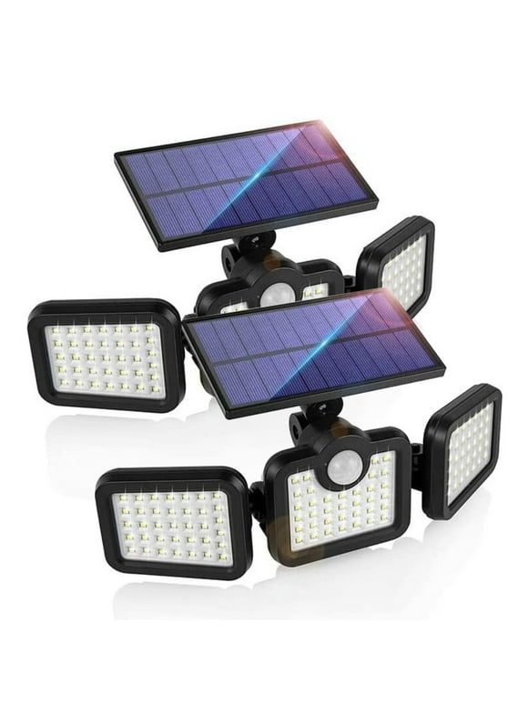 WHATOOK 2 Pack Solar Lights Outdoor Bionic Floodlight Max, Motion Activated, High Intensity LED, LED Wireless Solar Motion Sensor Lights Outdoor, 3 Heads 540° Wide Angle with 3 Lighting
