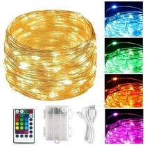 WHATOOK Christmas Fairy Lights, String Lights Battery Operated & USB Plug-in 39ft 120 LED 16 Color Changing with Remote Timer, Wat