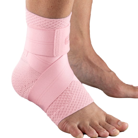 WHCOOL Compression Ankle Brace for Swelling & Edema, Ankle Support for Mild Sprains, Circulation-Friendly Flat Knit Sleeve,Pink,M