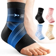 WHCOOL Ankle Brace for Men & Women, 7-Zone Compression Ankle Support with Flexible Strap, Flat Knit Sleeve for Sports, Recovery,Black