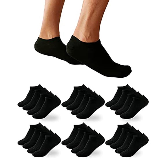 WHEANG 12 PC No Show Workout Socks for Women Men Super Soft All-Day Comfortable Cotton Socks for Women Solid Color Odor Sweat Absorbing Breathable Outing Sports Socks Black 2026 Sales Under $1