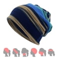 thumbnail image 1 of WHEANG 1PC Stripe Print Scarf Beanie Cap for Women Men - Soft Stretchy Daily Wear Casaul Cap Colorful Summer Beanie Foldable Outing Travel Hiking Breathable Hats Blue, 1 of 2
