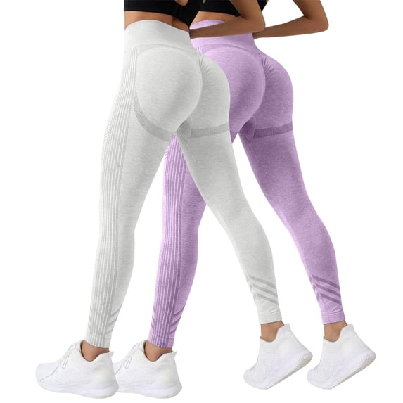 WHEANG 2PC High Waist Yoga Pants for Women Comfy Seamless Textured Workout Leggings Tummy Control Butt Lifting Stretch Fitness Pants for Running Daily Wear Slim Fit Yoga Pants Size S Red