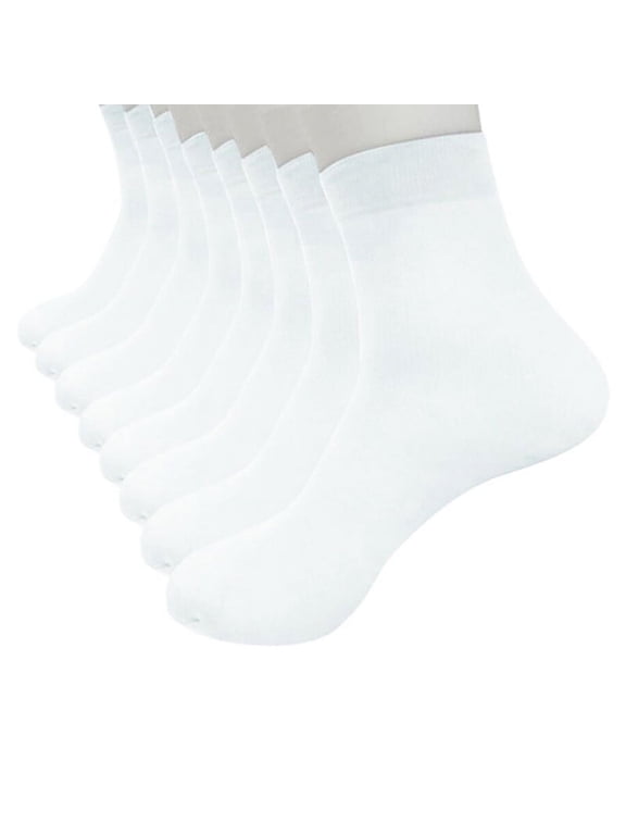 4 Pairs Fiber Ultra Thin Socks for Men Women Non Slip Summer Fashion Cooling Short Socks Soft Comfortable Feeling Socks Elastic Silky Short Silk Stockings Mens Socks Under $5 White