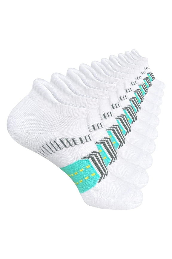 5 PC Low Cut Ankle Socks, Breathable Moisture Wicking Cushioned Running Short Socks, Athletic No Show Socks for Women Men, Soft Comfortable Sports Socks(Color White One Size)