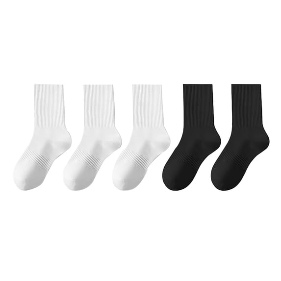 WHEANG 5 Pack Crew Socks for Men Women Summer Antibacterial Odor Control Moisture Wicking Breathable Athletic Business Mid Calf Socks for Daily Work Running(MultiOne Size) Summer Sales Under $5