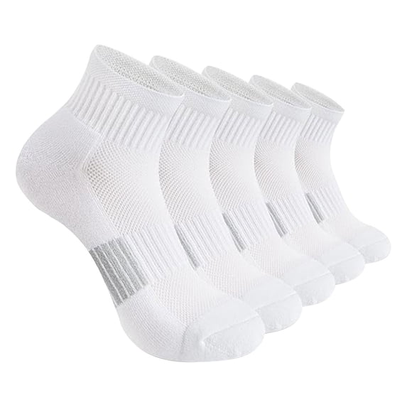 WHEANG 5 Pairs Classic Solid Color Crew Socks for Women Men Moisture Wicking Basketball Socks Cushioned Athletic Running Socks Support Sports Socks(Color White One Size) 2026 Sales Under $1