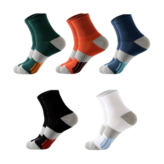 WHEANG 5 Pairs Block Crew Socks for Women Men Basketball Socks Professional Running Socks Moisture Wicking Cushioned Breathable Sports Socks for Men (MultiOne Size) Summer Sales Under $2
