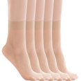 thumbnail image 1 of WHEANG 5 Pairs Women's Sheer Knee High Socks Cooling Ultra Thin Silky Transparent Short Stockings Summer Elastic Hosiery Socks Daily Wear Casual Socks(Color Beige One Size) 2026 Sales Under $1, 1 of 3