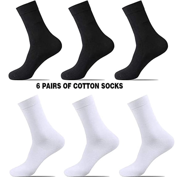 WHEANG 6 PC Mid-Calf Cotton Socks for Women Men Solid Color Warm Sports Suitable Business Socks Everyday Wear Dress Socks Super Soft and Breathable Lightweight Crew Socks White