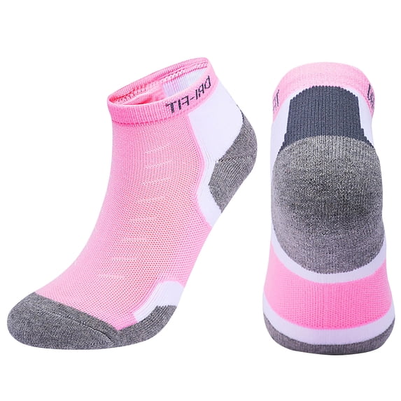 WHEANG Ankle Socks for Men Women Thick Terry Cushioned Cotton Running Marathon Badminton Sports Low Cut Socks for Men Sweat Wicking Anti Blister Workout Socks(Pink L) Summer Sales Under $2