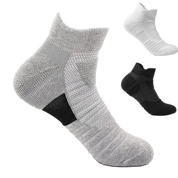 WHEANG Athletic Ankle Socks for Men Women Non Slip Cushioned Low Cut Running Socks Sweat Wicking Anti Blister Short Crew Elite Basketball Socks for Men(Color White One Size)