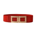 thumbnail image 1 of WHEANG Belts for Women Skinny Elastic Waist Belt Adjustable Narrow Stretch Dress Belt with Square Metal Front Buckle, Fashion Slim Decorative Belt for Dresses Skirts(Color Red One Size), 1 of 4