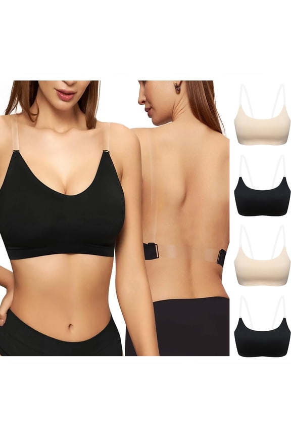 Breathable Bras for Women Wireless Thin Cup Invisible Strapless Bra Anti-Sagging Side Support Bra Adjustable Back Strap No Underwire Bras for Daily Wedding Party S Brown