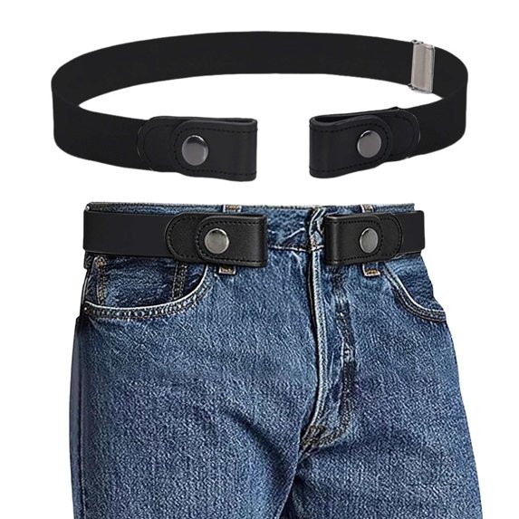 WHEANG No Buckle Elastic Belt for Men Women Lazy Belt Adjustable Comfort Belt Stretch Men's Belts Solid Color No-hole Belt to Jeans Khaki Outfits Classic Buckleless Belt One Size