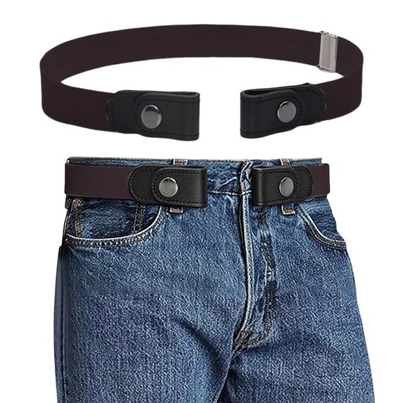 WHEANG No Buckle Elastic Belt for Men Women Lazy Belt Adjustable Comfort Belt Stretch Men's Belts Solid Color No-hole Belt to Jeans Khaki Outfits Classic Buckleless Belt One Size
