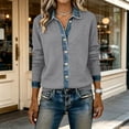 thumbnail image 1 of WHEANG Cardigan Sweaters for Women Collar Knit Cardigan Button Down Casual Open Front Sweater Long Sleeve Lightweight Womens Tops Gray M, 1 of 5