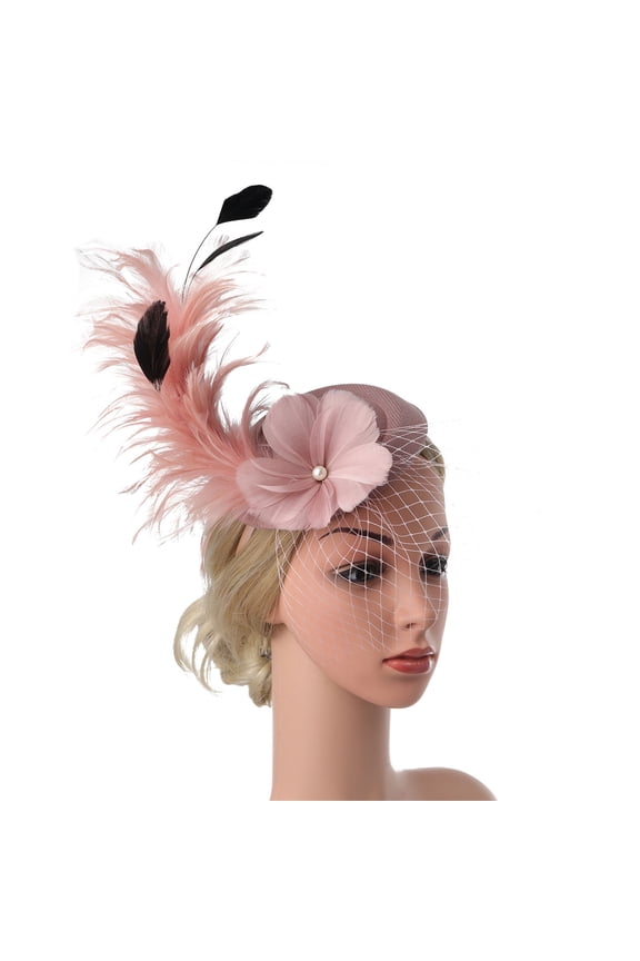 Charming Fascinator for Women Tea Party Wedding Hat Tea Cocktail Headband Clips Flower Pillbox Hat Church Party Cap Hoops Mesh Headwear Vintage Hair Clip Fascinators D One Size