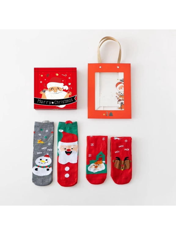 Christmas Socks Gift Set 4 Pairs Holiday Short Socks Gift Box Set Christmas Gift Socks for Women Men for Christmas Party Holiday Gift Giving One Size 2026 Sales