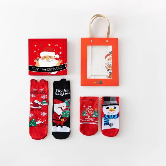 WHEANG Christmas Socks Gift Set 4 Pairs Holiday Short Socks Gift Box Set Christmas Gift Socks for Women Men for Christmas Party Holiday Gift Giving One Size 2026 Sales