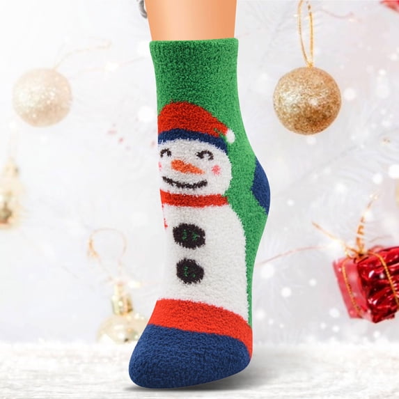 WHEANG Christmas Socks for Women Men Thick Warm Non‑Slip Fuzzy Sleep Socks Cozy Holiday Winter Socks for Indoor Home Party Daily Wear Cartoon Floor Socks M 2026 Sales