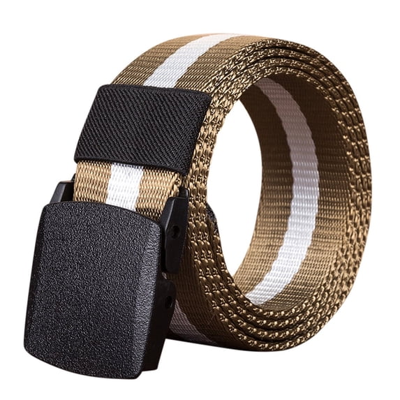 WHEANG Classic Belt for Men All-Day Comfortable Stretch Extra Long 140CM Belt Men Adjustable Buckle Long Canvas Nylon Waist Web Belt Waistband Elastic Belt(Color Brown )