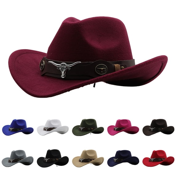 WHEANG Classic Cowboy Hat for Men Women Solid Color Denim Hat Woven Vintage Cowboy Hat Outdoor Casual Denim Cowboy Cap Lightweight Breathable Daily Travel Sun Hat Red